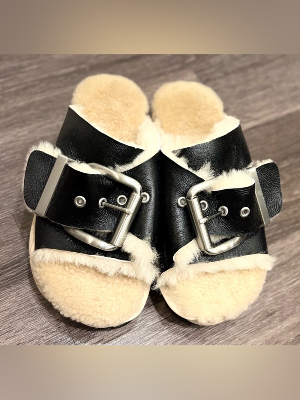 4CCCCEES Black and Cream Oreo Mellow Laze Platform Slide Sandal size 40/8.5
